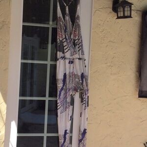 Bench Cream Multicolor Printed Maxi Jumpsuit with Spaghetti Straps